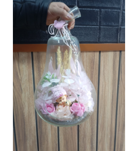 Armut Desenli Camda Kız Bebek Figürlü Pembe Hoş geldin Bebek Teraryumu (~42 cm)Armut Desenli Camda Kız Bebek Figürlü Pembe Hoş geldin Bebek Teraryumu (~42 cm)