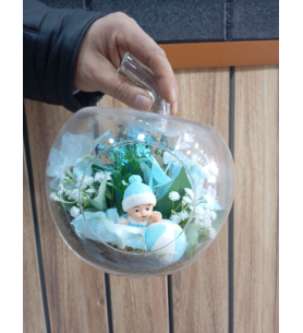 Elma Fanusta Hoşgeldin Erkek Bebek Teraryum (~30 cm)